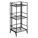Convenience Concepts Xtra Storage Shelves - 3-Tier Folding Metal Shelving, Modern Shelves for Storage and Display in Living Room, Bathroom