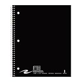 ROARING SPRING Stasher Spiral Notebook, Narrow Ruled 1 Subject Notebook with Cover Pocket, 11" x 9", 100 Sheets, 3 Hole Punched, Perforated Pages, Made in USA