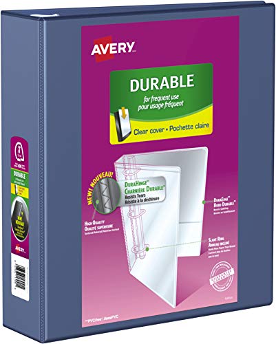 AVERY Durable View Binder, 3" Slant Rings, 600 Sheet Capacity, 3 Ring Binder, 2 