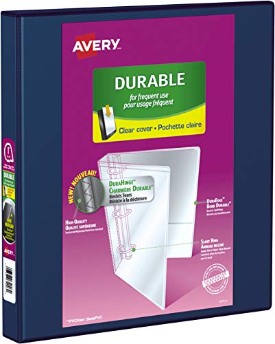 Avery Durable View 3 Ring Binder, 1 Inch, Slant D Rings, Navy, 2 Pockets, 220 Sh