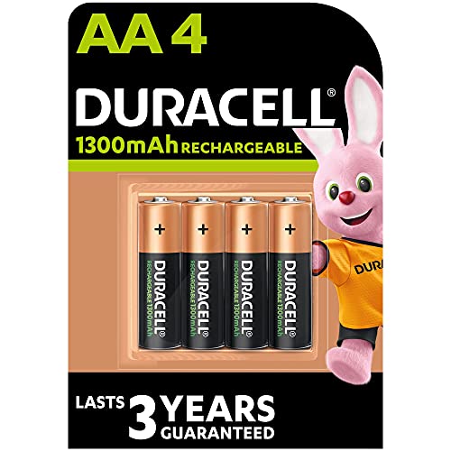 Duracell pilas recargables AA (Paquete de 4), 1300 mAh NiMH, 2000 ciclos de reca