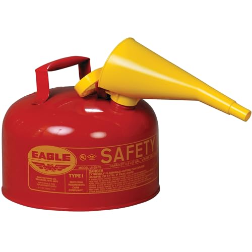 Eagle UI-25-FS 2.5-gallon Type I Steel Safety Can with Funnel, Red