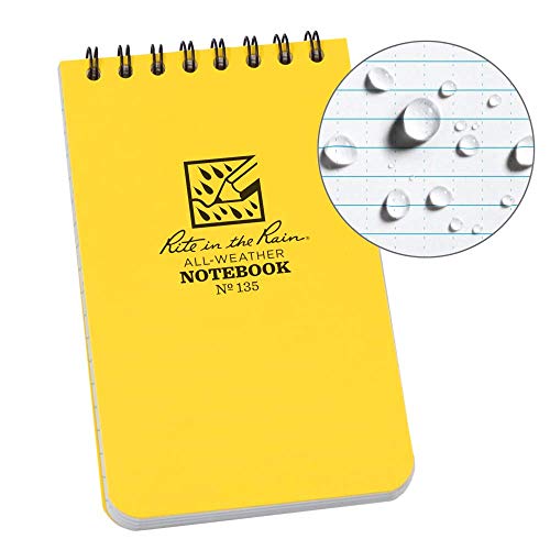 Rite in the Rain 135 3x5 Top-Spiral All-Weather Notebook, Yellow