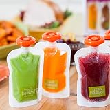 Infantino Disposable Squeeze Pouches, Baby Food Pouches for Portable Homemade Semi-Solid Food for Babies and Toddlers, BPA and PVC free, Freezer Safe, 50-Pack