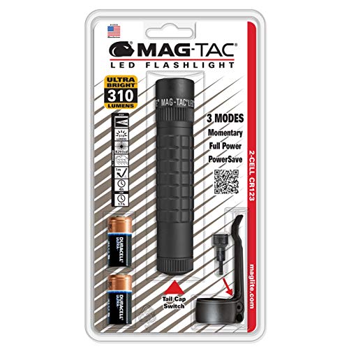 Maglite MAG-TAC LED 2-Cell CR123 Flashlight Plain Bezel (Black)