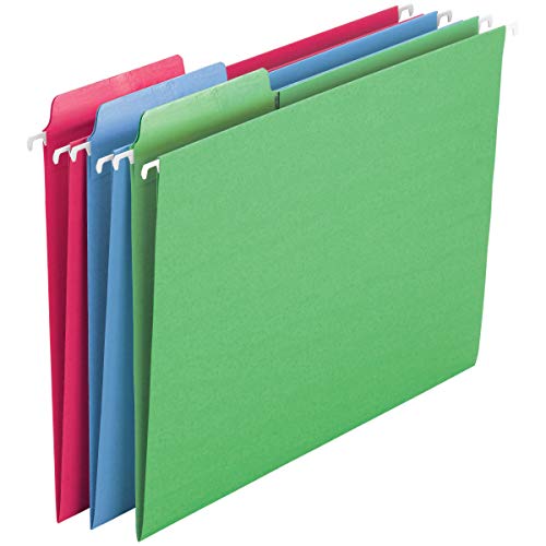 Smead Erasable FasTab Hanging File Folders, Letter, Assorted Primary, 18-Box (64031)