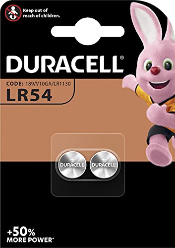 DURACELL LR54 Piles alcalines spéciales 1,5V (189/LR1130) (Lot de 2) – Longue du