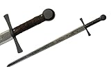 SZCO 41" Handmade Rustic Medieval Broad Sword – Collectible Full Tang Knight Sword for Adults with High Carbon Steel Blade & Leather Wrapped Handle for Display, Reenactments & Cosplay