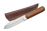 SZCO Full Tang Hunting Knife 8 Inch - Classic Patch Camping Knife with Burlwood Handle, Stainless Steel Blade & Sheath - Brown Pocket Knife for Hunting, Cutting & Outdoor uses - Knives for Men
