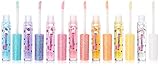 Expressions girl 7pc Fruity Flavored Lip Gloss Set – Assorted Fruit Flavor Lip Glosses | Non-Toxic Kids Makeup | Fun Shiny Lip Gloss Collection for Kids, Teens & Girls – Sweet & Glossy Lip Care