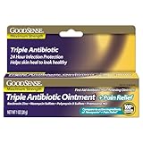 GoodSense Maximum Strength Triple Antibiotic Ointment plus Pain Relief - Soothes Painful Cuts, Scrapes and Burns, Prevents Infection, First Aid Antibiotic, External Analgesic, 1 oz