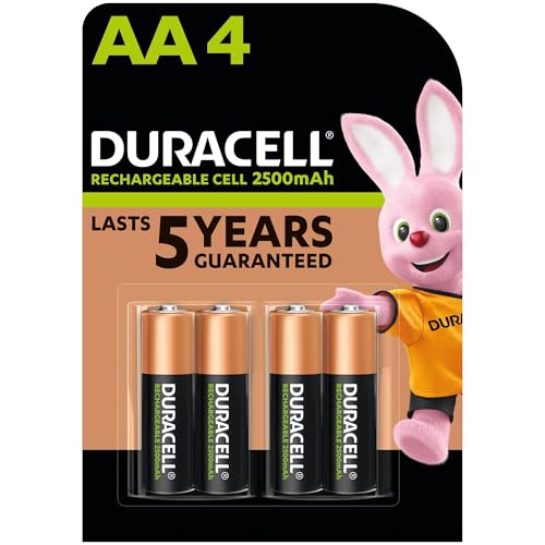 Duracell pilas recargables AA (Paquete de 4), 2500 mAh NiMH, precargadas, nuestr