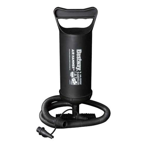 Bomba de Aire manual 850 ml por ciclo, Bestway Air Hammer 30 cm con manguera flexible y 3 adaptadores para inflables