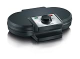SEVERIN Duo-Waffeleisen WA 2106, antihaftbeschichtete Doppelwaffelplatte für zwei Waffeln gleichzeitig, schwarz/Edelstahl