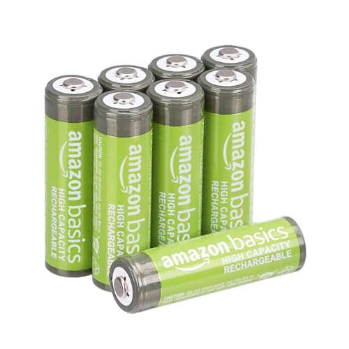 Amazon Basics Lot de 8 piles rechargeables AA NiMH haute capacité, 2400 mAh, 1,2