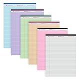 ROARING SPRING Enviroshades Assorted Colored Legal Pads, 6 Pack, Legal Ruled Recycled Writing Note Pads, 8.5" x 11", 50 Sheets, Perforated Paper, Made in USA, Memo Pad For School & Office