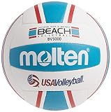 Molten Elite Beach Volleyball Red Blue Hand Stitched Cover O