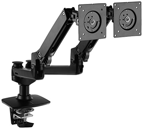 Amazon Basics dual monitor stand, lift-engine arm (black)