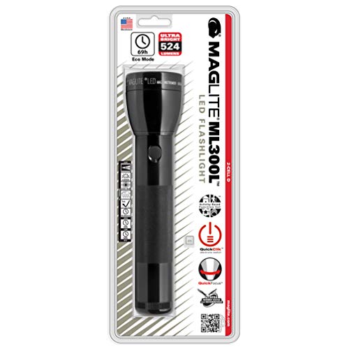 Maglite ML300L LED 2-Cell D Flashlight (Black)
