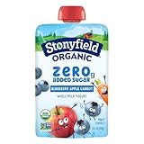 Stonyfield Organic Kids Blueberry Apple Carrot Whole Milk Yogurt Pouch, 3.5 oz., Single Serve – Real Fruit & Veggie