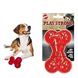 SPOT Play Strong Bone- Durable TPR Long Lasting Dog Chew for Aggressive Chewers, Hole for Treats, Virtually Indestructible Toy for Medium Dogs & Puppies - 5.5 inch
