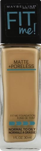 MAYBELLINE Base de Maquillaje Fit Me Matte + Poreless, Natural Beige 220, 30 ml, matifica y controla el brillo, se adapta al tono y la textura de la piel, tiene FPS 22, piel sin poros