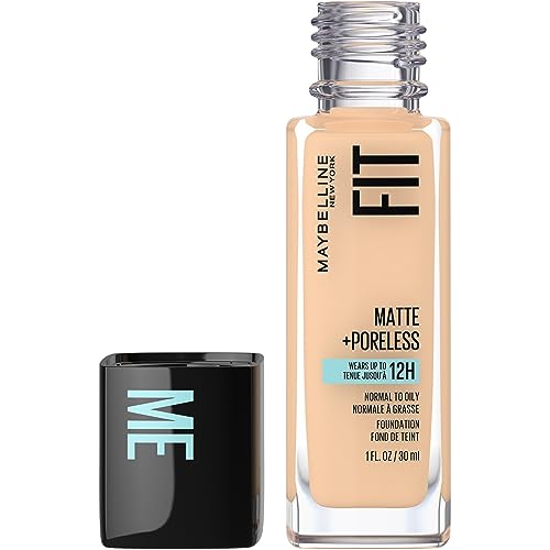 MAYBELLINE Base de Maquillaje Fit Me Matte + Poreless, Classic Ivory 120, 30 ml, matifica y controla el brillo, se adapta al tono y la textura de la piel, tiene FPS 22, piel sin poros