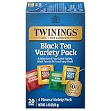 Twinings Variety Pack Black Tea Bags, 20 Count (Pack of 1), Includes English Breakfast, Earl Grey, Irish Breakfast, and Lady Grey, Caffeinated, Enjoy Hot or Iced, 20 Teabags