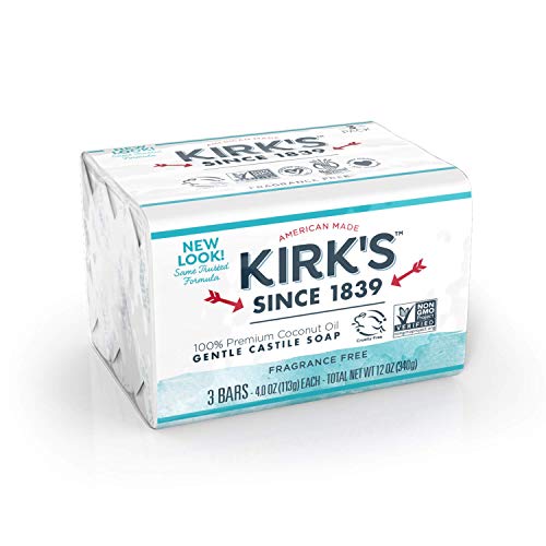 Kirk's Fragrance Free Castile Bar Soap, 4 oz (Pack of 3)