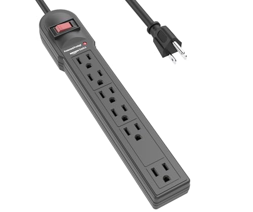 Amazon Basics Surge Protector Power Strip, 6-Outlet, 790 Joules, Circuit Breaker