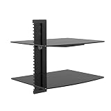 WALI Floating TV Shelf, 2 Tier Glass Projector Shelf for DVD Players, Routers