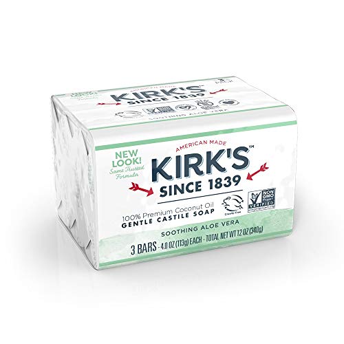Kirk's Soothing Aloe Vera Castile Bar Soap, 4 oz (Pack of 3)