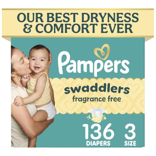 Swaddlers Diapers, Size 3 (13-26 lbs), 136 Count, Fragrance Free