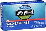 Wild Planet Wild Sardines in Water, No Salt Added, Tinned FIsh, Sustainably Wild-Caught, Non-GMO, Kosher, Gluten Free, Keto and Paleo, 4.4 Ounce, Single Unit, Packaging May Vary