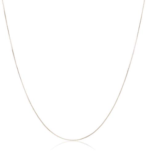 Amazon Collection - Collar de cadena fina de plata de ley de 0,8 mm, 45,7 cm, color plateado