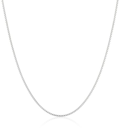 Amazon Collection - Collar de cadena fina de plata de ley de 0,8 mm, 24 pulgadas, color plateado
