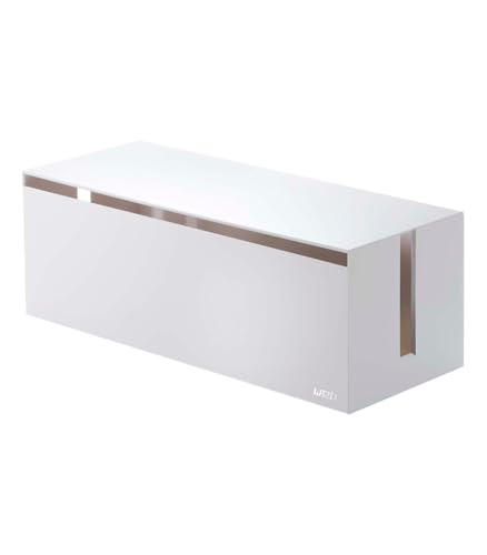 Yamazaki Home - Caja de Cable organizadora de Almacenamiento de Cable de Salida, Protector de Cubierta de plástico ABS, Talla única, Color Blanco