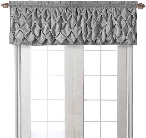 VCNY Home - Cenefa, Tratamiento de Ventana con Bolsillo para Barra, decoración Moderna para el hogar (Gris Cenefa, 60 x 20 Pulgadas)