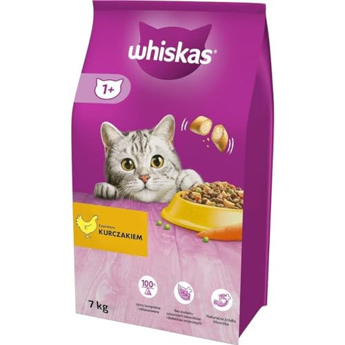 WHISKAS Trockenfutter für ausgewachsene Katzen 7kg mit Huhn