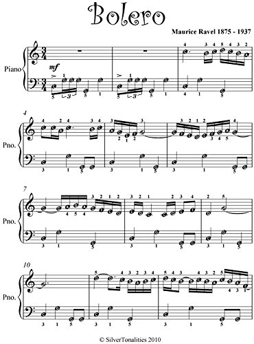 Bolero Ravel Easy Piano Sheet Music book cover