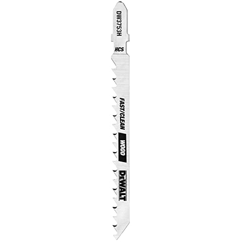 DEWALT DW3753-5 4-Inch 6 TPI Fast Clean Cut Wood Cobalt Alloy Steel T-Shank Jig Saw Blade (5-Pack)