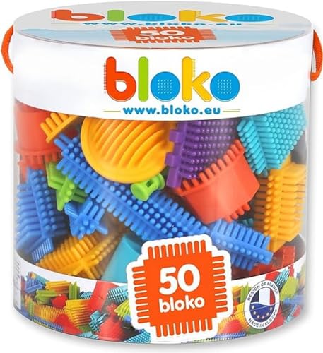 BLOKO Tube de 50 Mon Premier Jeu de Blocs de Construction – Dès 12 Mois – Facile