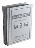 WS Game Company Monopoly Vintage Bookshelf Edition Board Game Premium Fabric-Wrapped Book Storage Box with Retro Graphics, Wooden Houses, Strategy Board Games for Kids, Adults & Family, Ages 8+