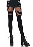 Leg-Avenue Women's-Striped Fishnet, Black, One Size