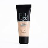 Maybelline New York Fit Me Base de Maquillaje Mate 105 productos para maquillarse paso a paso