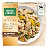 Healthy Choice Cafe Steamers Grilled Chicken Pesto with Vegetables, Convenient Microwave Meal Made With No Preservatives, Frozen Meal, 9.9 OZ Bowl