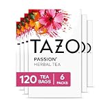 TAZO Passion Herbal Tea Bags 120-Count Caffeine-Free Tropical Blend with Hibiscus Flowers Orange Peel Licorice Root Rose Hips Cinnamon Lemongrass Hot or Iced 6-Pack