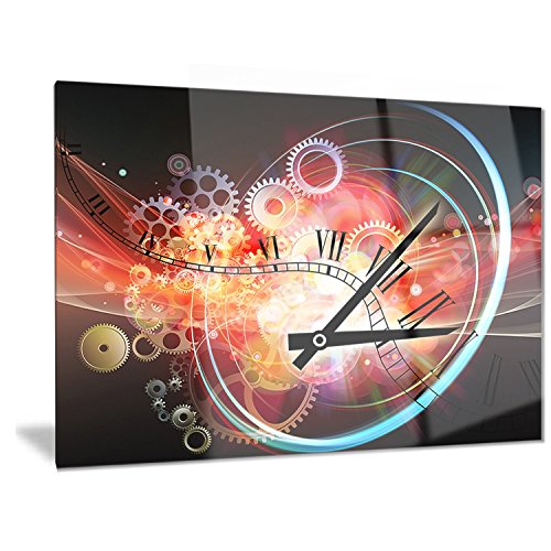 Designart Intéressant Horloge Murale en métal Art Contemporain Art – Mt6983, Red