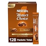 NESCAFÉ Taster's Choice, Instant Coffee Packets, Hazelnut Flavored Coffee, 8 Boxes (128 Packets)