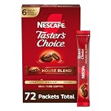 NESCAFÉ Taster's Choice, Instant Coffee Packets, Light Medium Roast Coffee, House Blend, 12 Boxes (72 Packets)